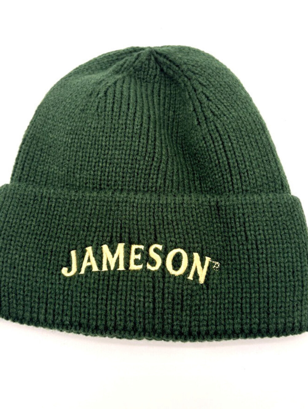 NWOT Jameson Irish Whiskey Dark Green Cuffed Embroidered Cable Knit Beanie Hat